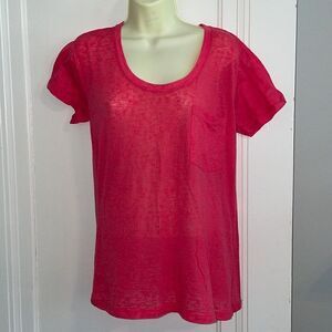 Express‎ bright pink semi sheer polyester/cotton round neck short sleeve T-shirt